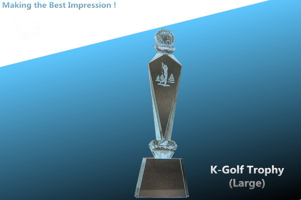 Glass trophy/glass awards/decoration made of glass/golf award/golfer award/crystal award