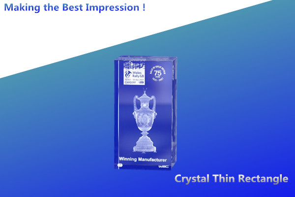 thin crystal rectangle/blank thin crystal rectangle/crystal 3d laser engaving thin blocks